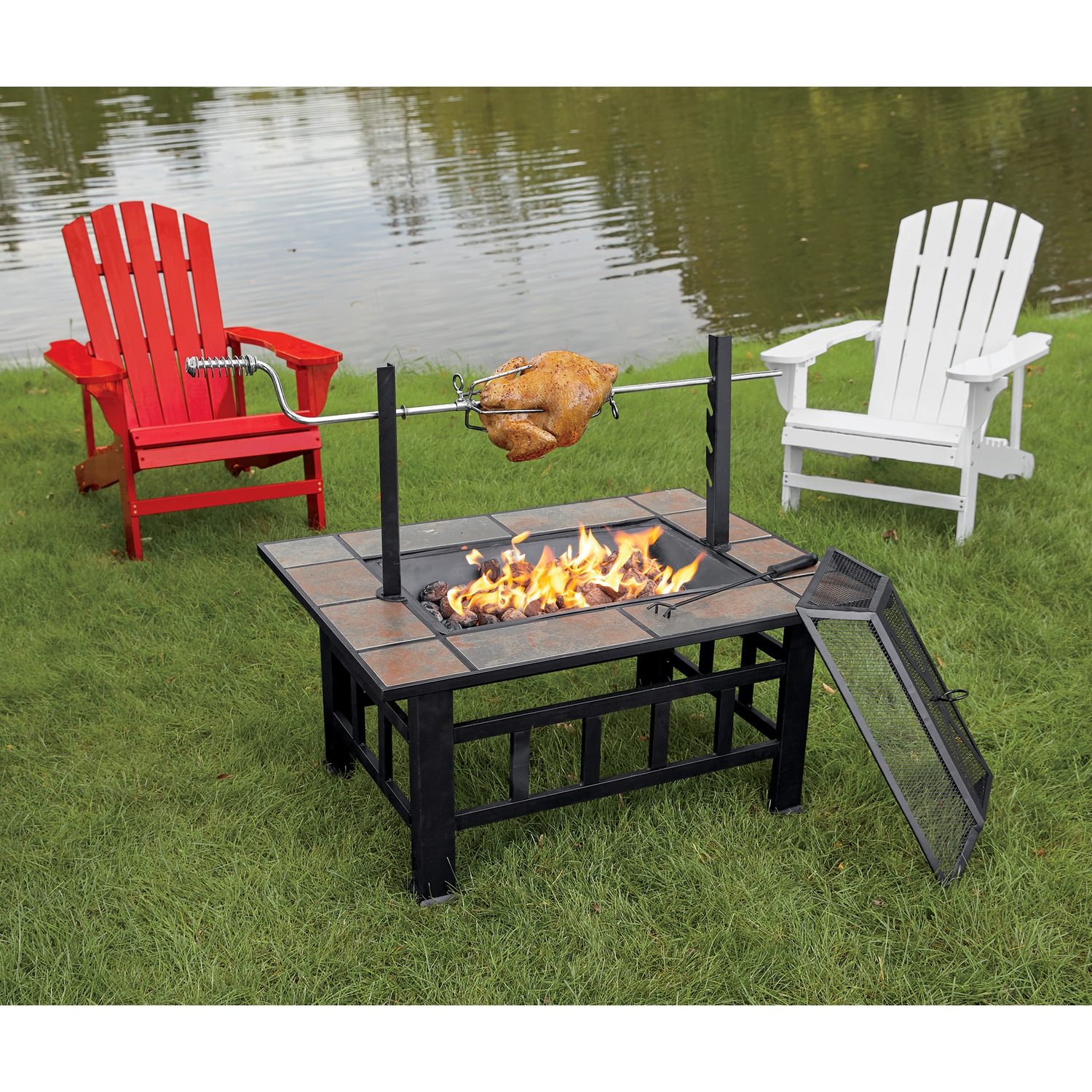 ストーブ/コンロ REVOLVER FIRE PIT, BBQ GRILL &amp; TABLE Fire Sense 23.64 in. HotSpot Solid Base Revolver Fire Pit