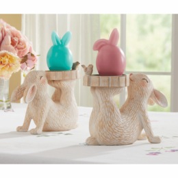 Set of 2 Bunny Candleholders, , large