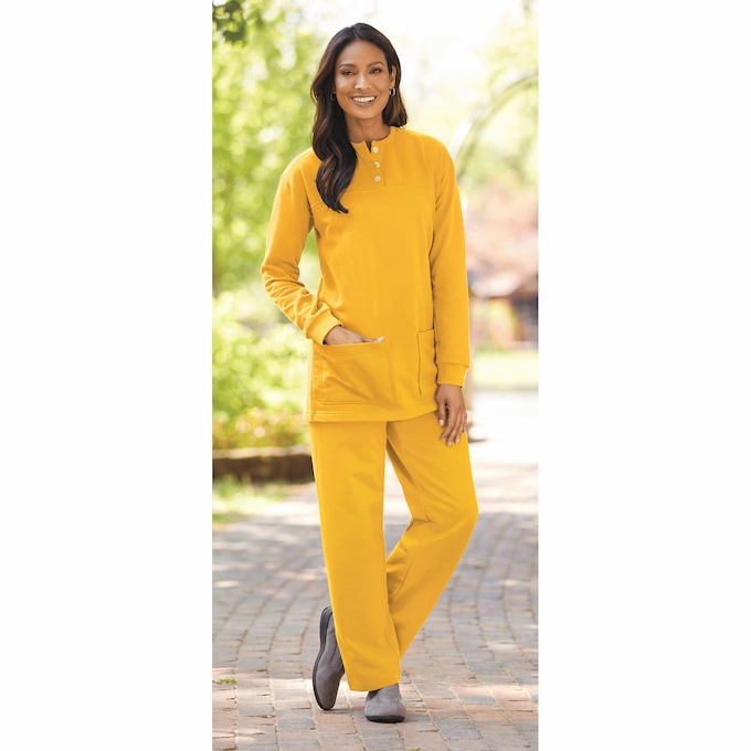 2-Piece Fleece Henley Pant Set, , large
