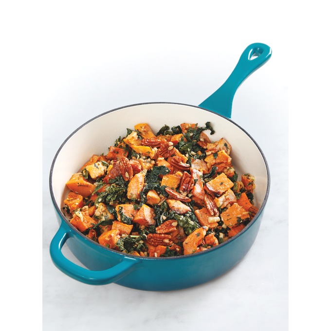 Crock Pot Artisan 3.5-qt. Enameled Cast Iron Deep Sauté Pan with Lid, Teal Ombre, large