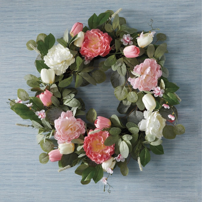 Peony and Tulip Wreath, , large