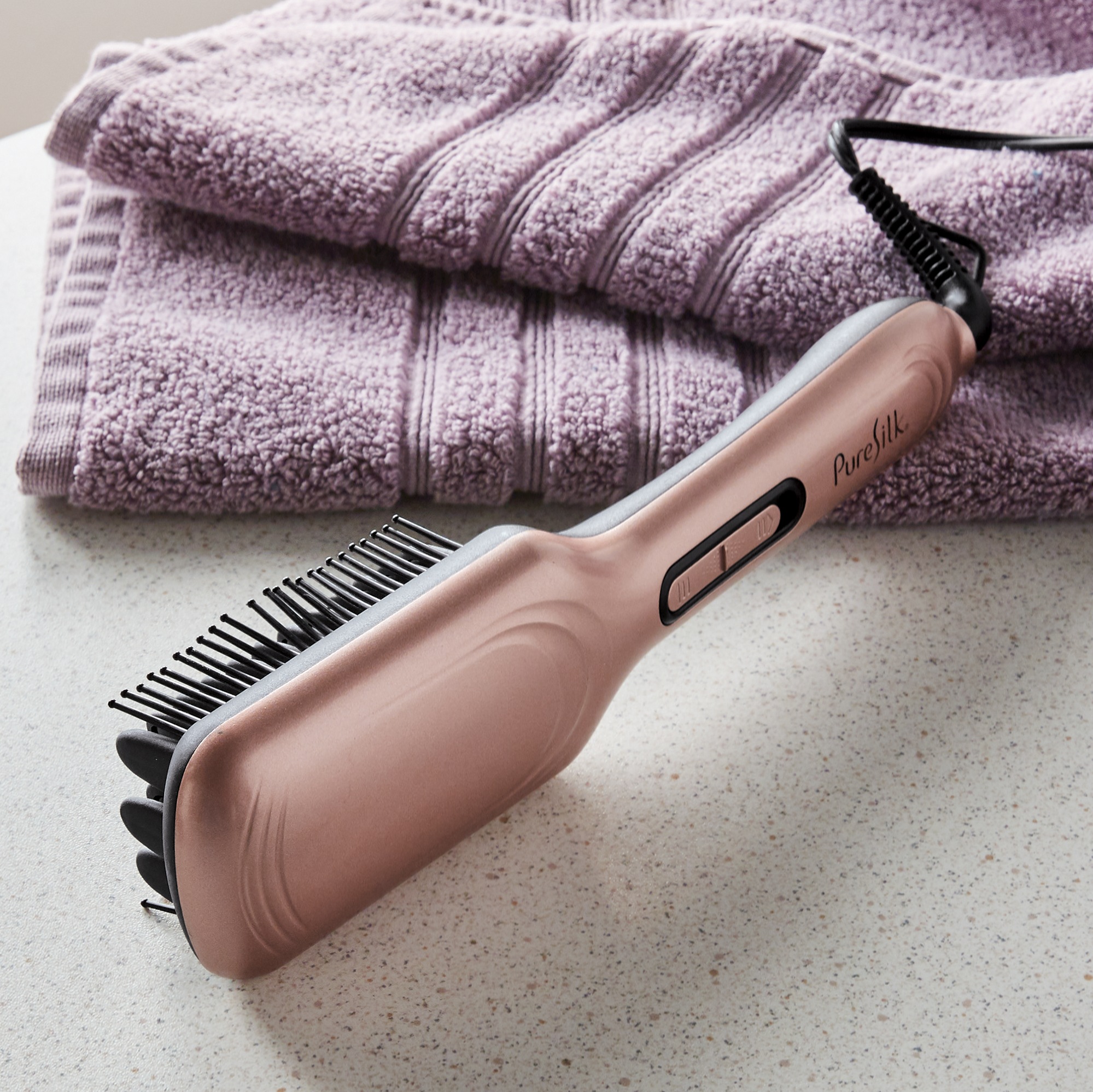 Pure silk heated straightening brush Sale