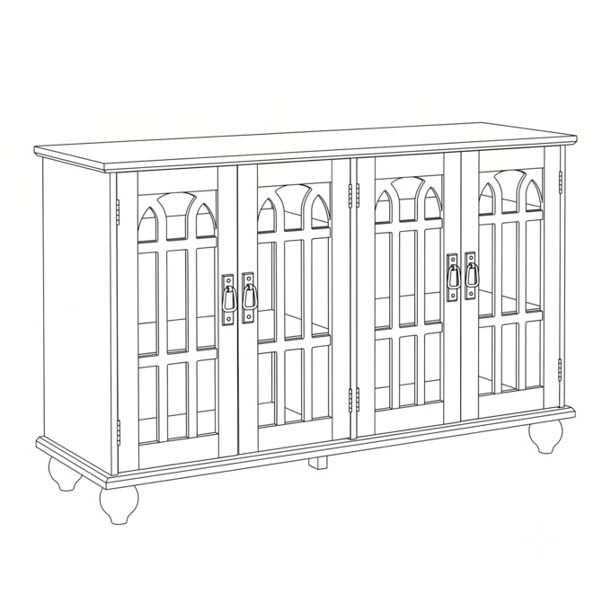 Arched Mission-Style TV Stand, , large