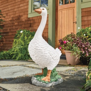 Outdoor Wanda Waddlesworth Decorative Porch Goose Statue, White, large