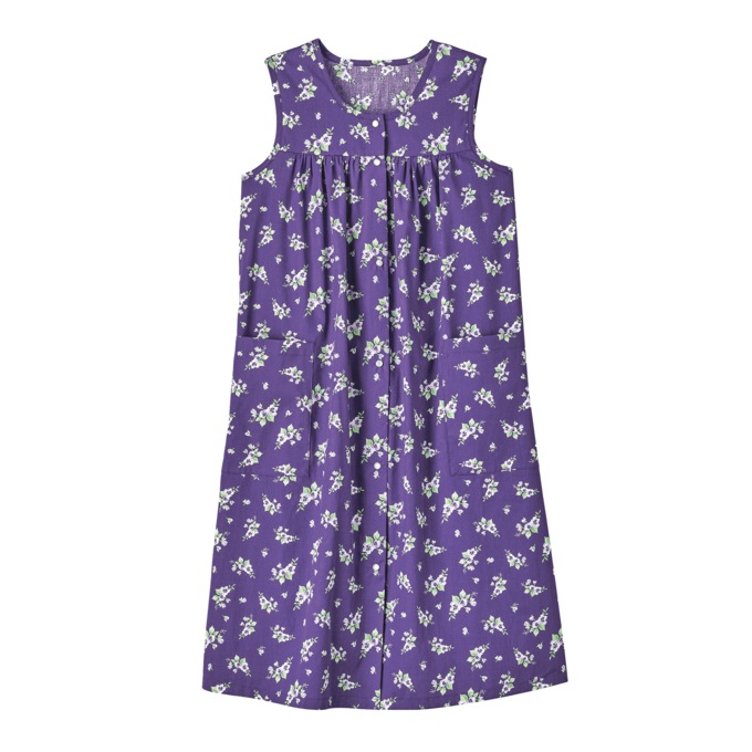 Sleeveless Woven Cotton Shift Dress with Pockets, , large