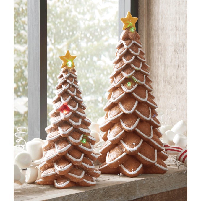 Set of 2 Lit Gingerbread Trees, , large