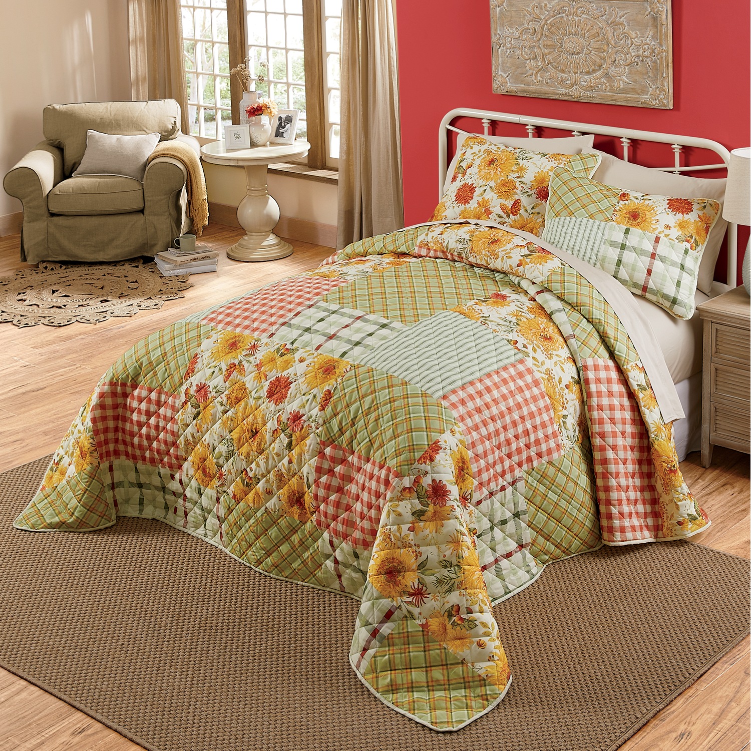 Sunflower Gingham Bedspread Ginny's