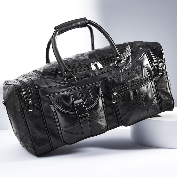 Patch Leather Duffle Bag, , large