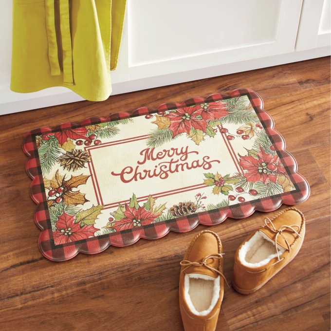 Christmas Anti-Fatigue Scalloped-Edge Mat - 18" x 30", , large