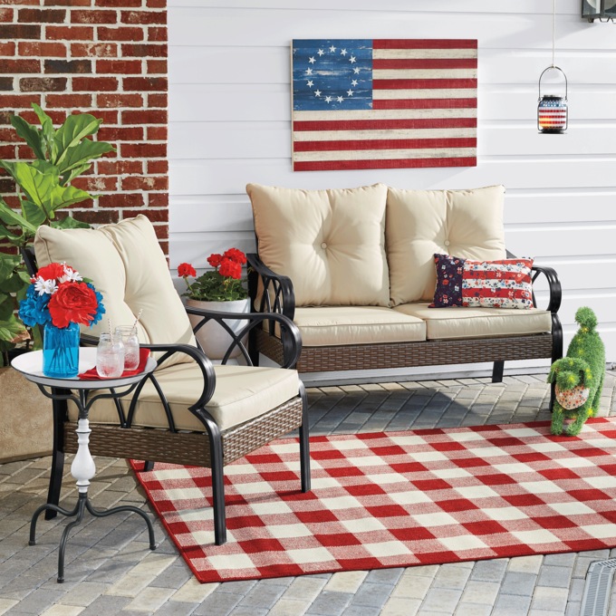 Indoor/Outdoor Floral Flag Pillow, , large
