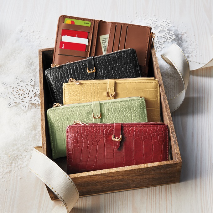 Women's Faux-Croco Wallet, , large