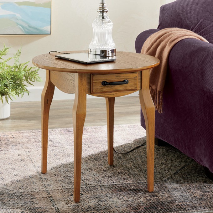 Drop Leaf Powered Side Table, , large