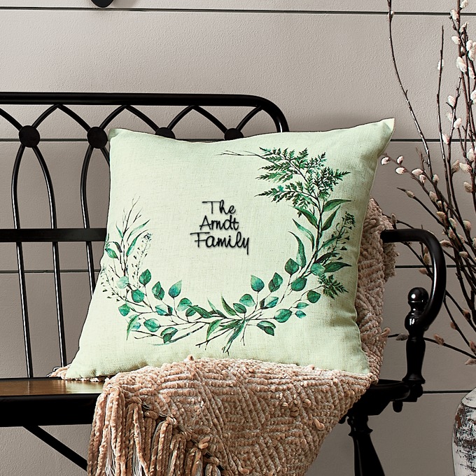 Ferns & Leaves Personalized Pillow, , large