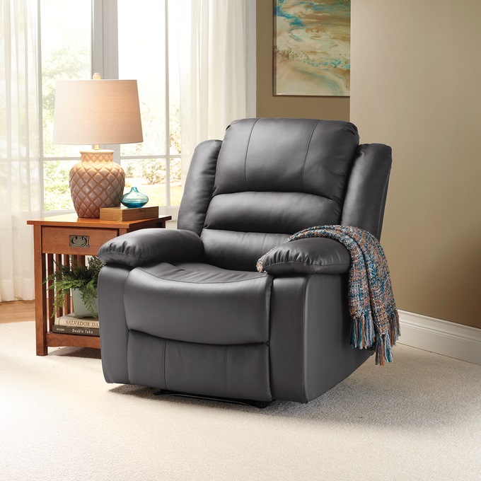 Overstuffed Recliner, Gray, large