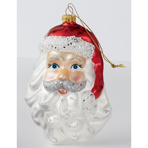 Santa Head Glass Ornament, , large