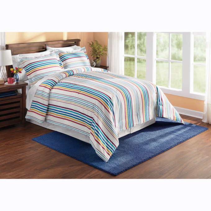 Color Connection Down-Alternative Striped Comforter Set, , large