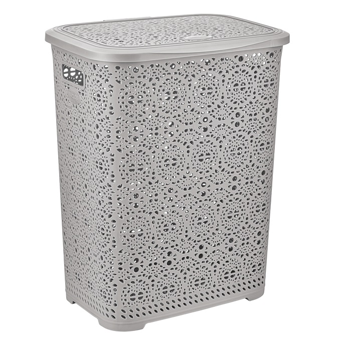Lacy Laundry Hamper, Gray, large