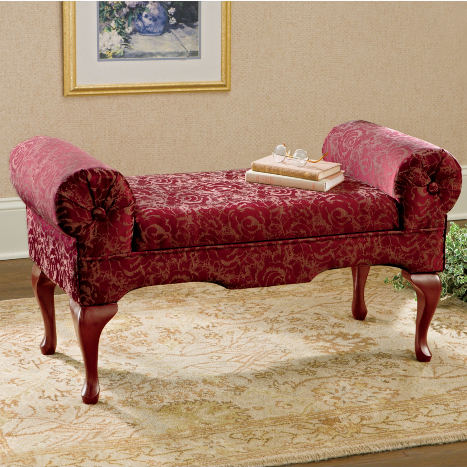 Burgundy sales storage bench