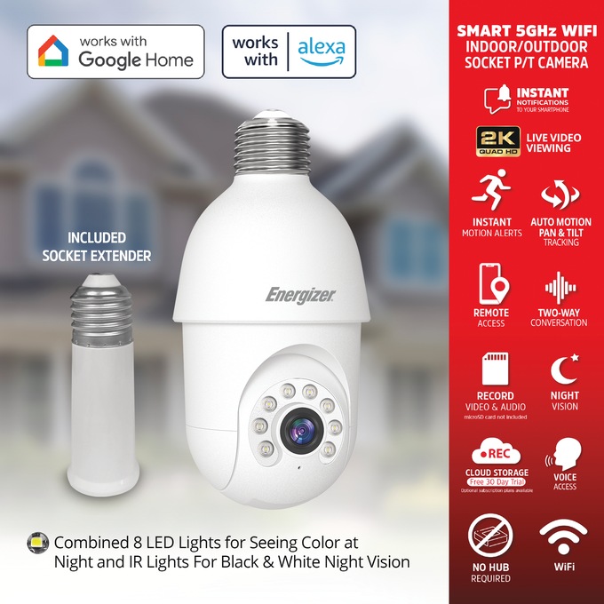 Energizer Smart Socket Camera, White, large