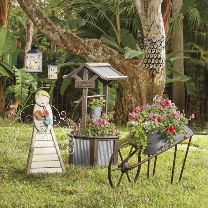 Set of 2 Distressed Wooden Lanterns, , large