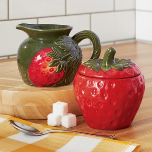 Strawberry Sugar & Creamer Set, , large