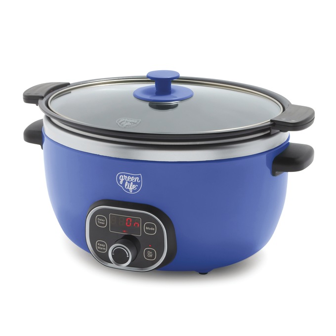 Green Life Slow Cooker Healthy Duo 6-Quart Slow Cooker, Blue, large