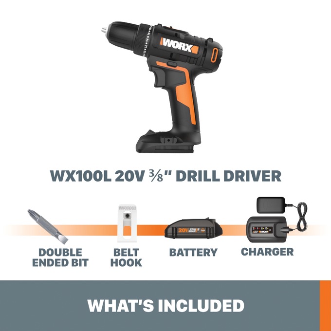 Worx 20-Volt 3/8" Drill/Driver, , large