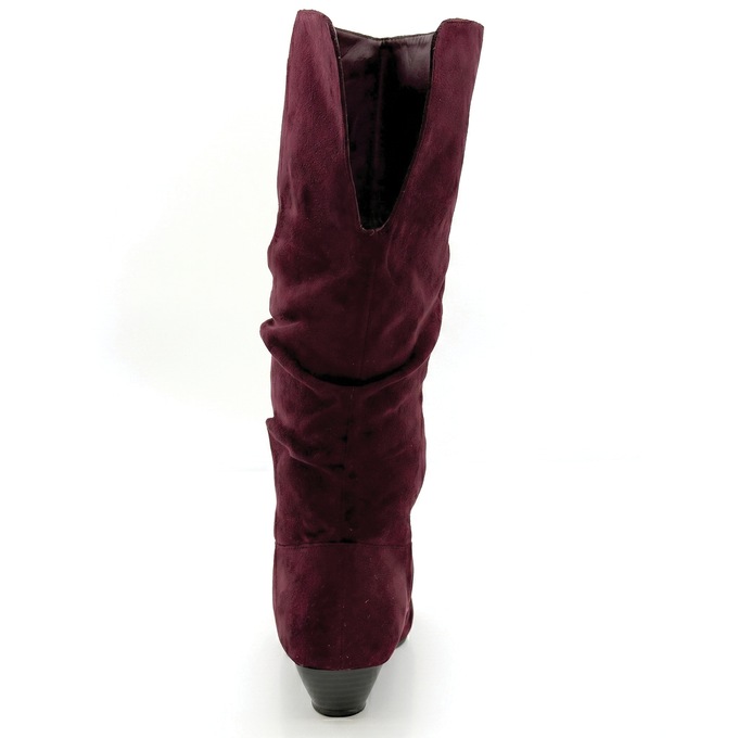 Amanda D'Laurie Tall Scrunch Boot: Rich Suede Look with 1" Wedge Heel, , large