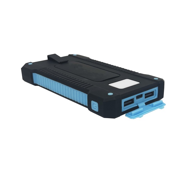 10,000mAh Solar Power Bank, Blue Black, large