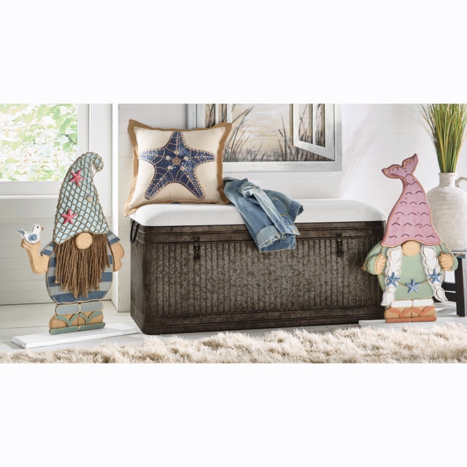 Chunky Wood Lit Coastal Gnome, , large