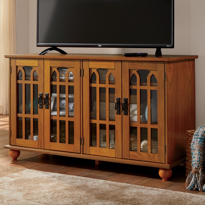 Arched Mission-Style TV Stand, , large