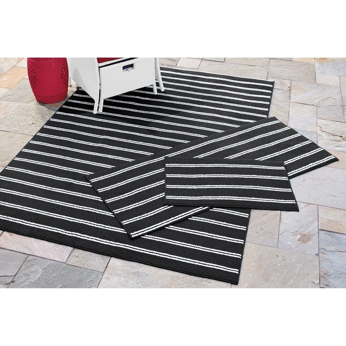 Avery Indoor/Outdoor 3-Piece Rug Set, Black, large