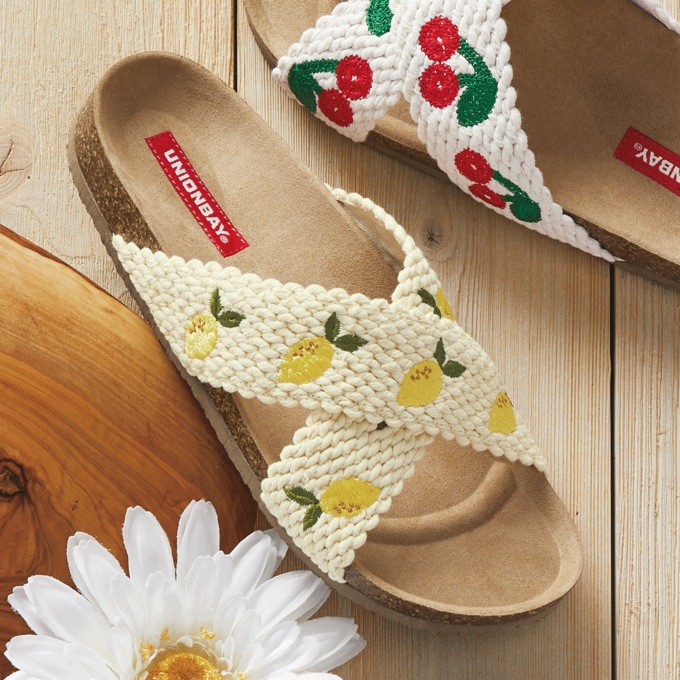 Maryann Crocheted Slide with Embroidered Fruit Accents, , large