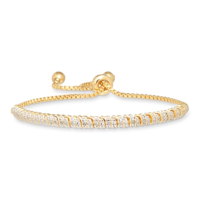 Mini Link Adjustable Diamond Bracelet, Gold over Sterling Silver, large