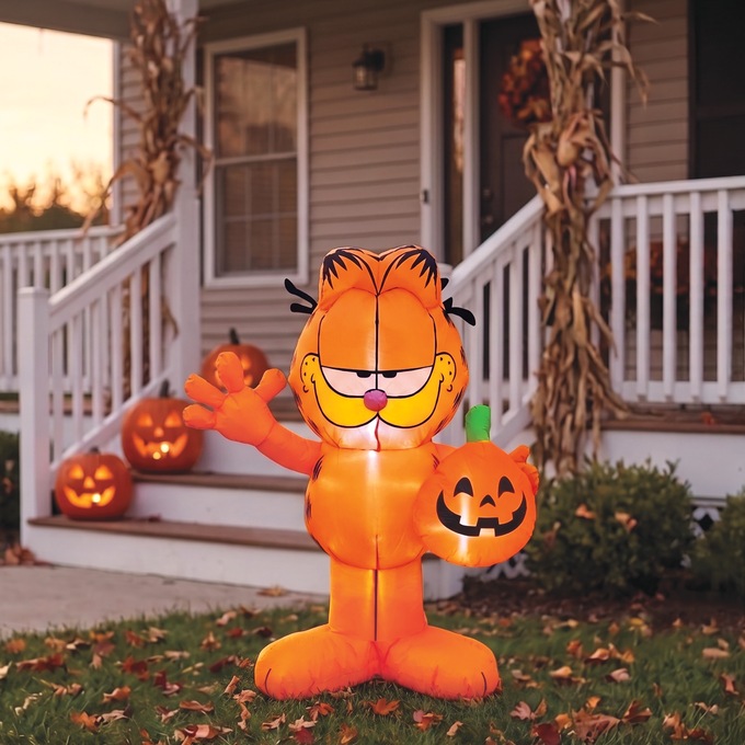 Garfield Lit Halloween Inflatable, Orange, large