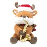 Animated Musical Reindeer Saxophone Plush, Brown, large