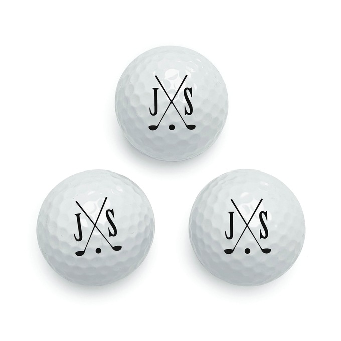 Set of 6 Personalized Crossed-Club Golf Balls, , large