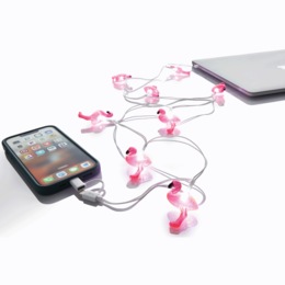 USB Charging Cable with Flamingo Lights, , large