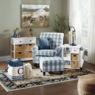 Buffalo Check Armchair and Ottoman, Blue Cream, large