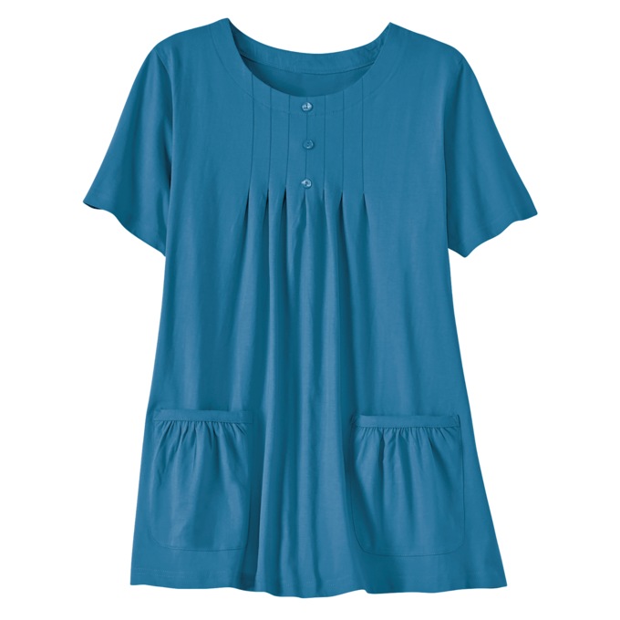 Women's Cotton Knit Tunic with Patch Pockets, , large