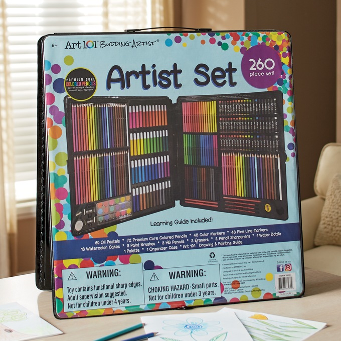 Art 101 Budding Artist 96 Piece Kids Creativity Wood Case Art Set, Size: Large