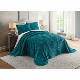 Moderne Chenille Bedspread, Teal, large