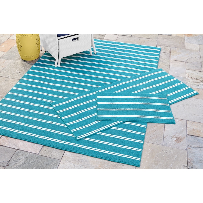 Avery Indoor/Outdoor 3-Piece Rug Set, Teal, large