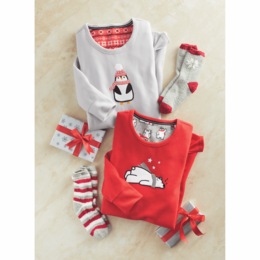 Holiday Friends Microfleece Nightshirt and Socks Set, , large