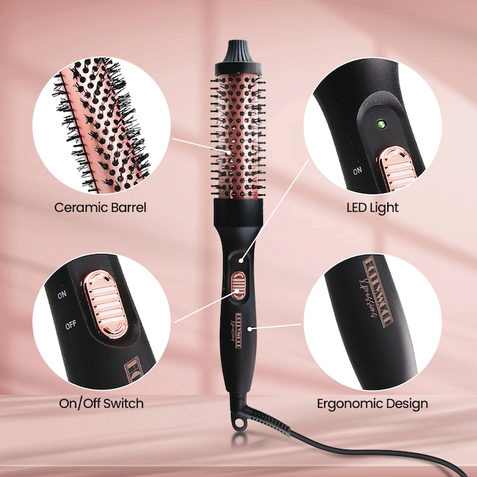 Volumizing Hot Curler Brush, Black, large