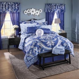 Baroque 30-Piece Medallion Comforter Set with Window Treatments, , large