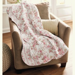 Cottage Rose Quilted Throw, , large