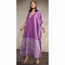 Chi Women's Long Caftan with Regal Border Print, , large
