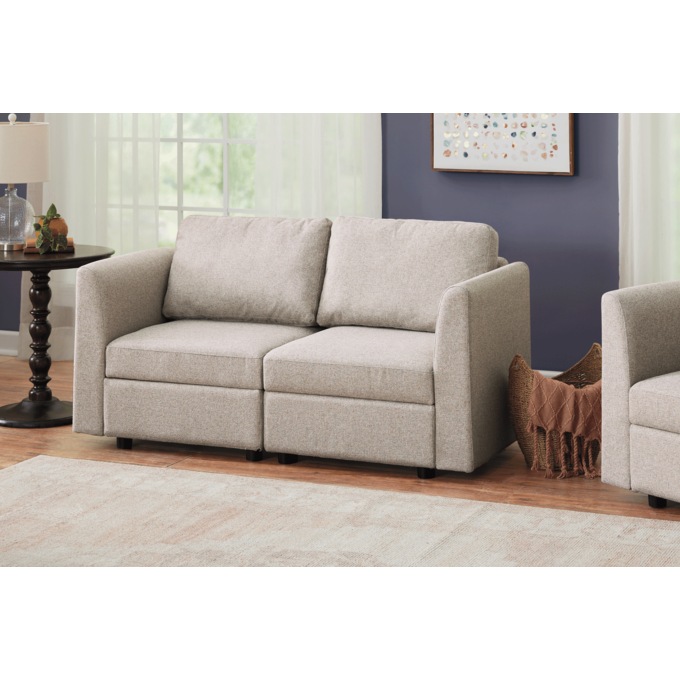 Harrison Sectional Armless Chair with Storage, Beige, large