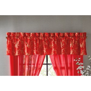 Cherry Blossom Jacquard Valance, Red, large